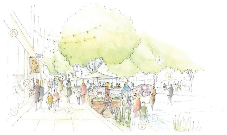 The market street, watercolour